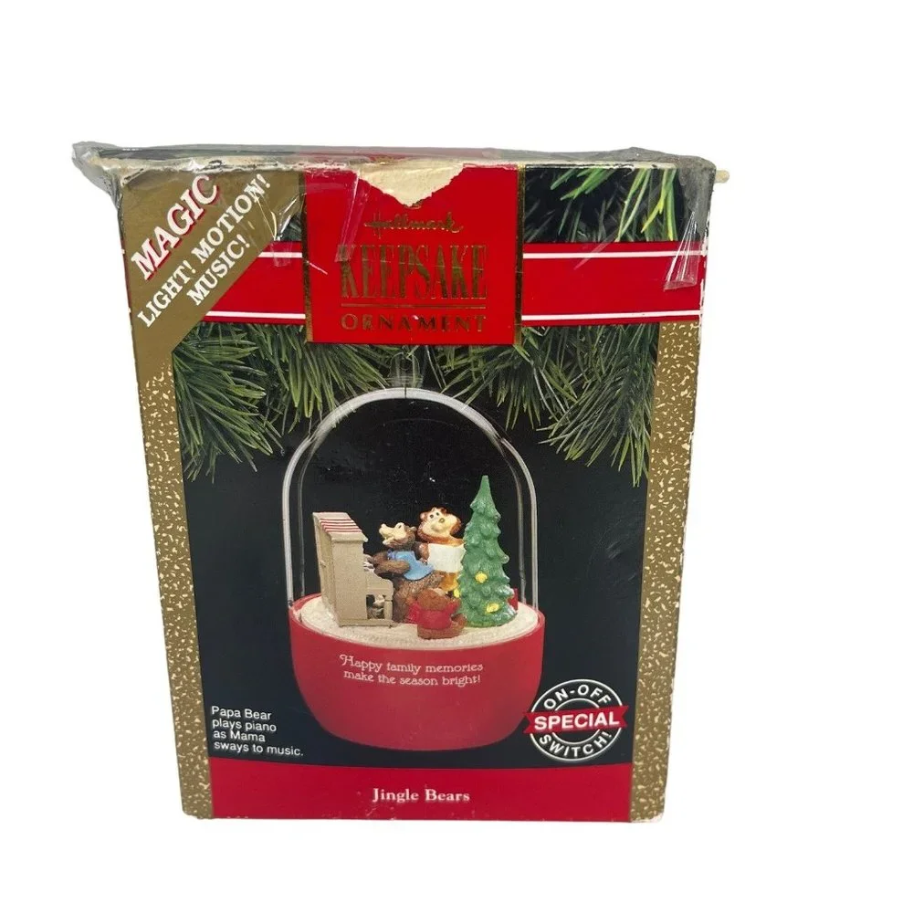 Vintage 1991 Hallmark Keepsake Ornament Light Motion Music- Jingle Bears